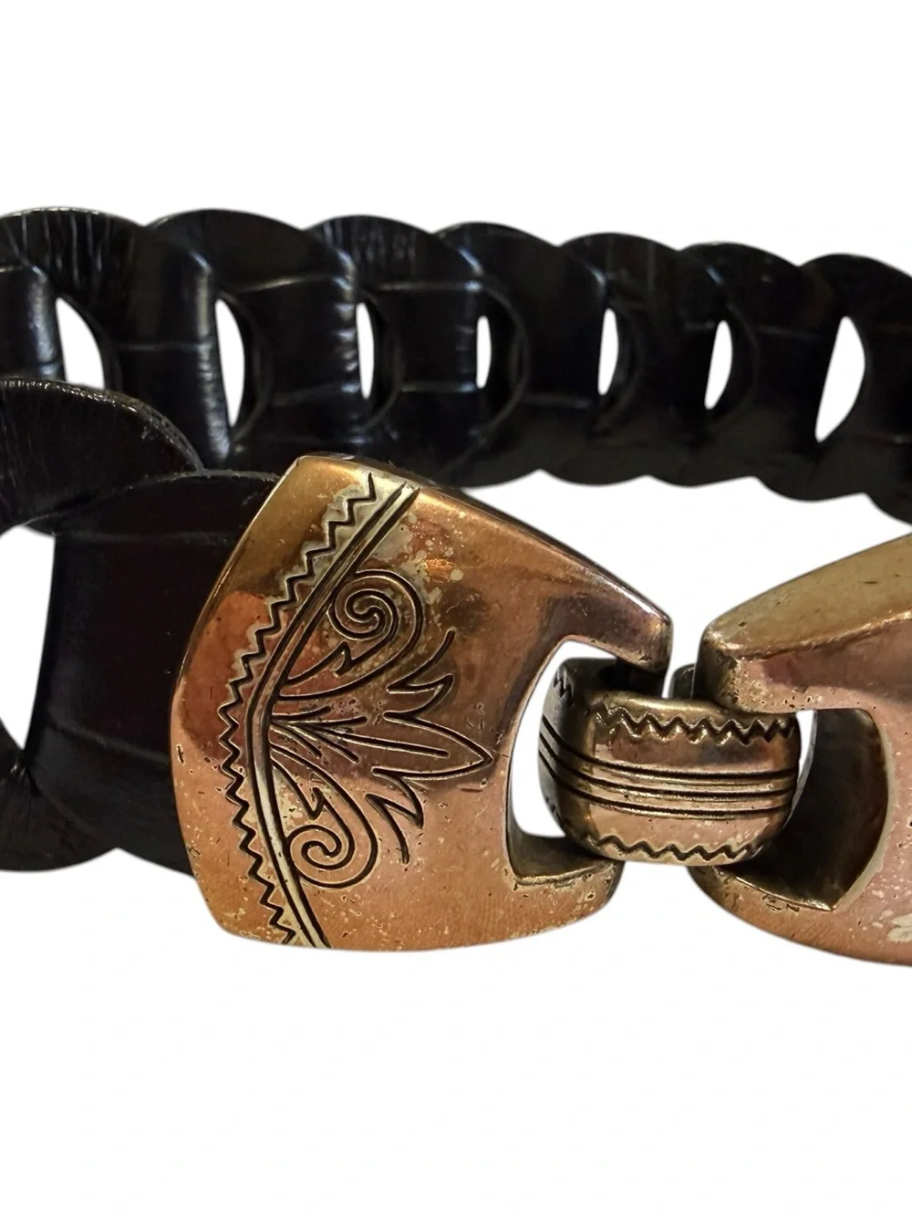 Brighton Black Braided Leather Belt Western Buckle 1996 Vintage